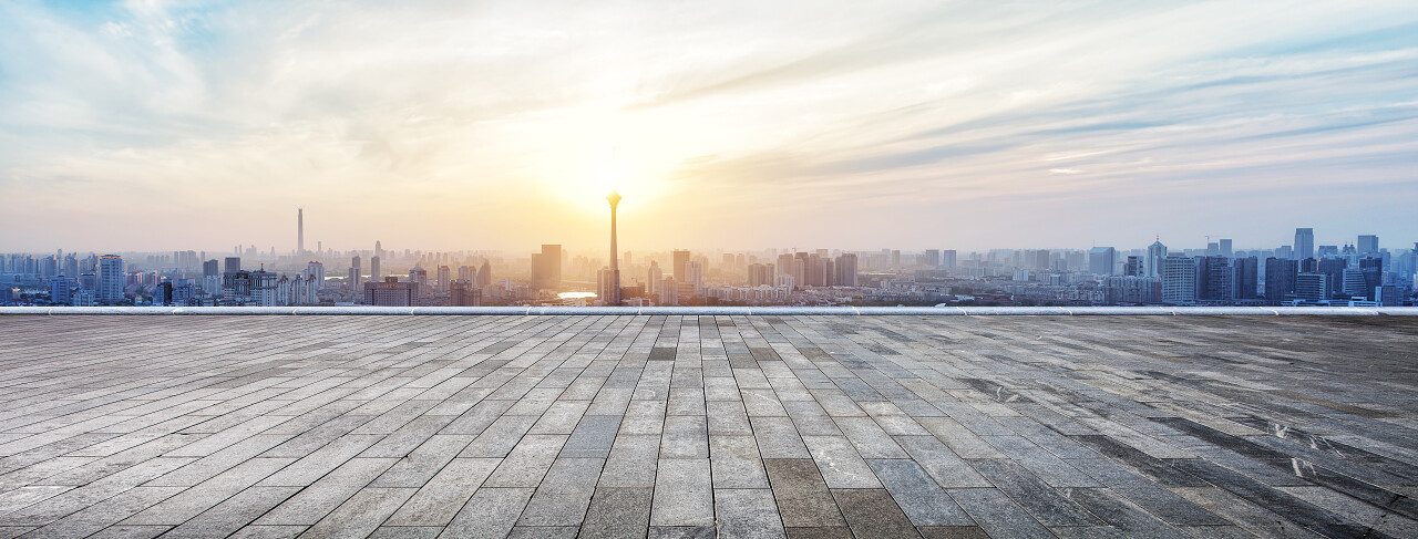 全景的天际线和大厦