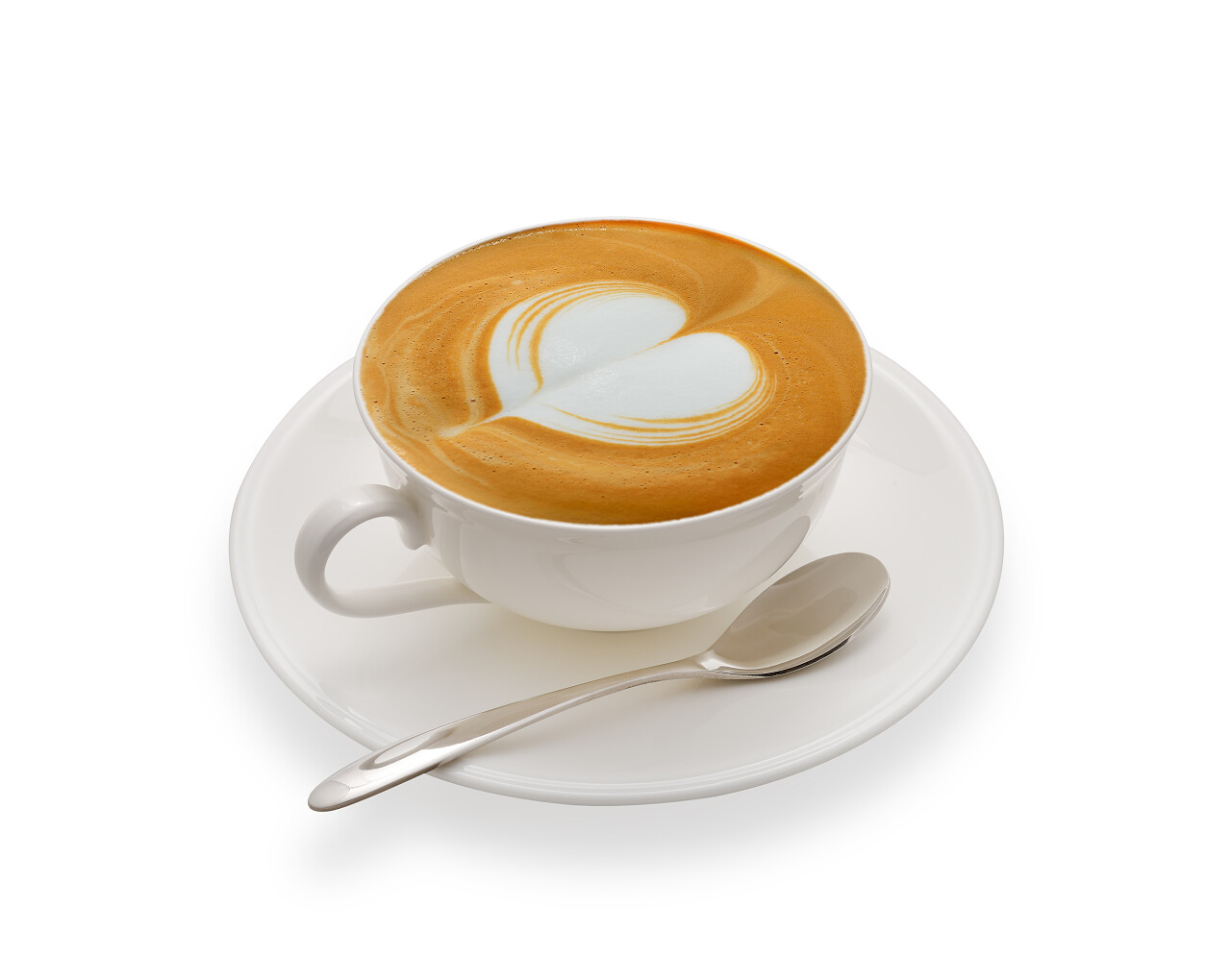 白色孤立爱心咖啡拿铁艺术品尝爱情