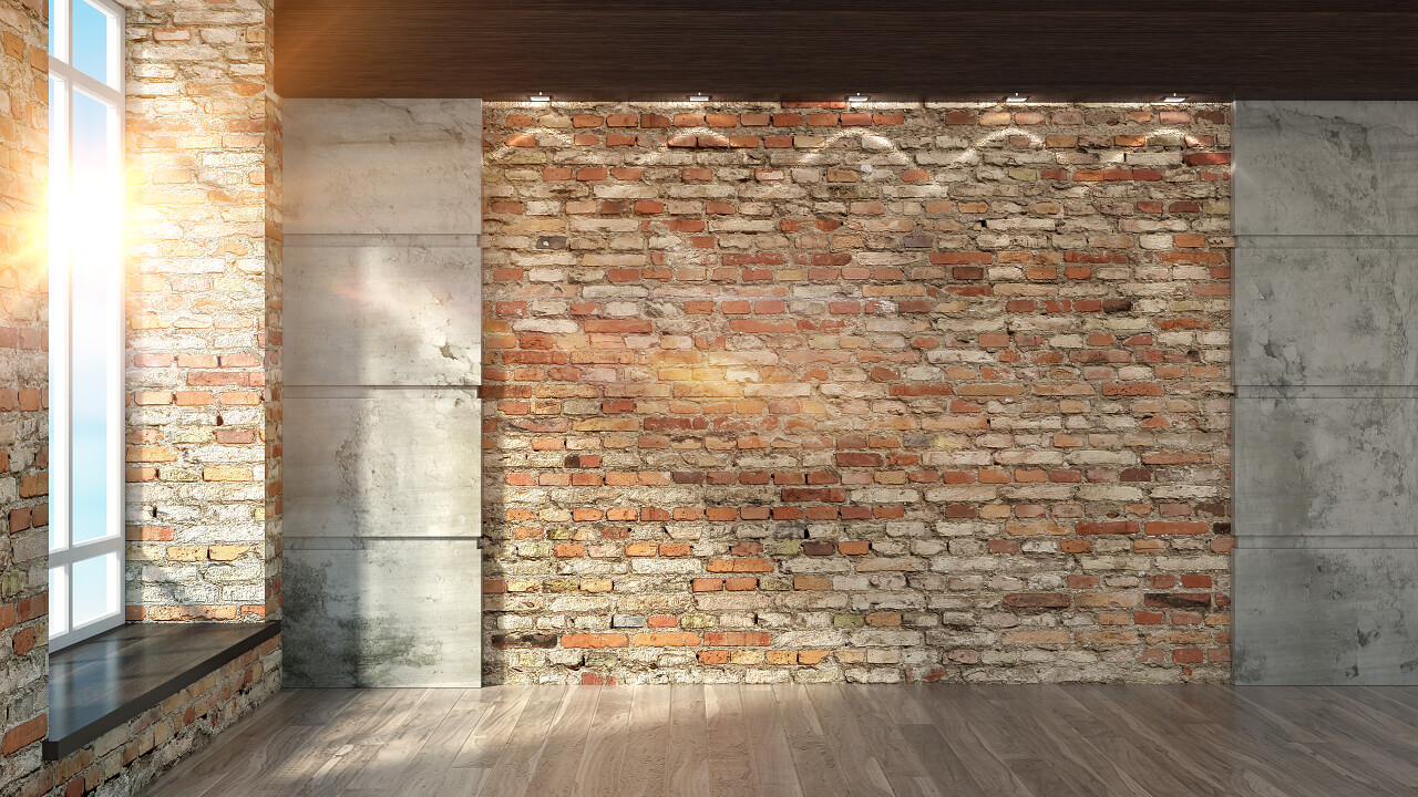 3D渲染现代空内部阁楼