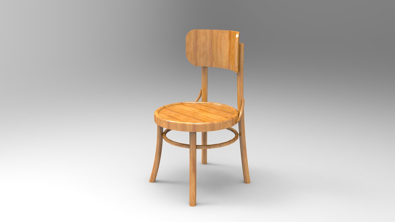 灰色背景上用木头做的经典木椅