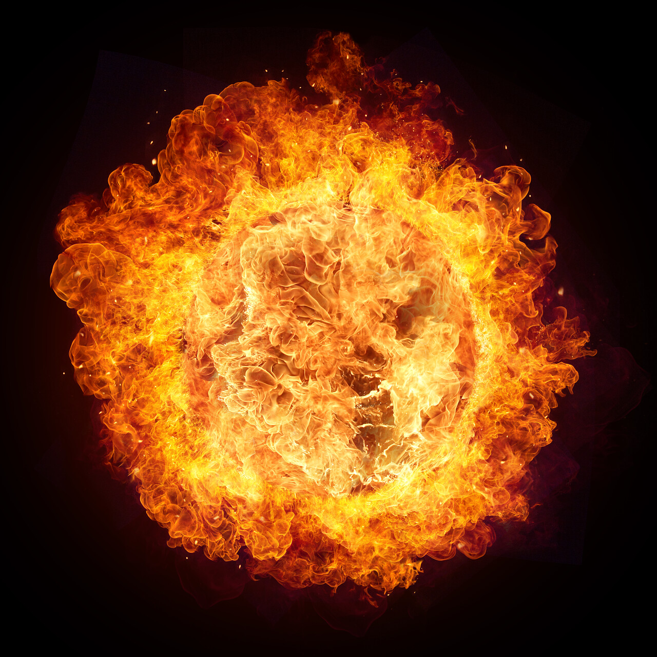 在黑色背景上的红色火焰