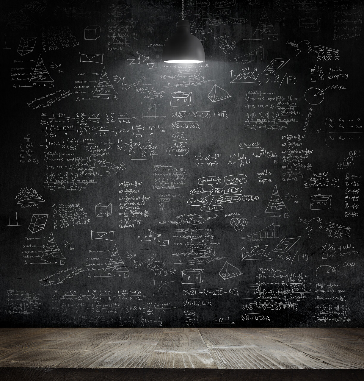 灯光下黑板上的字