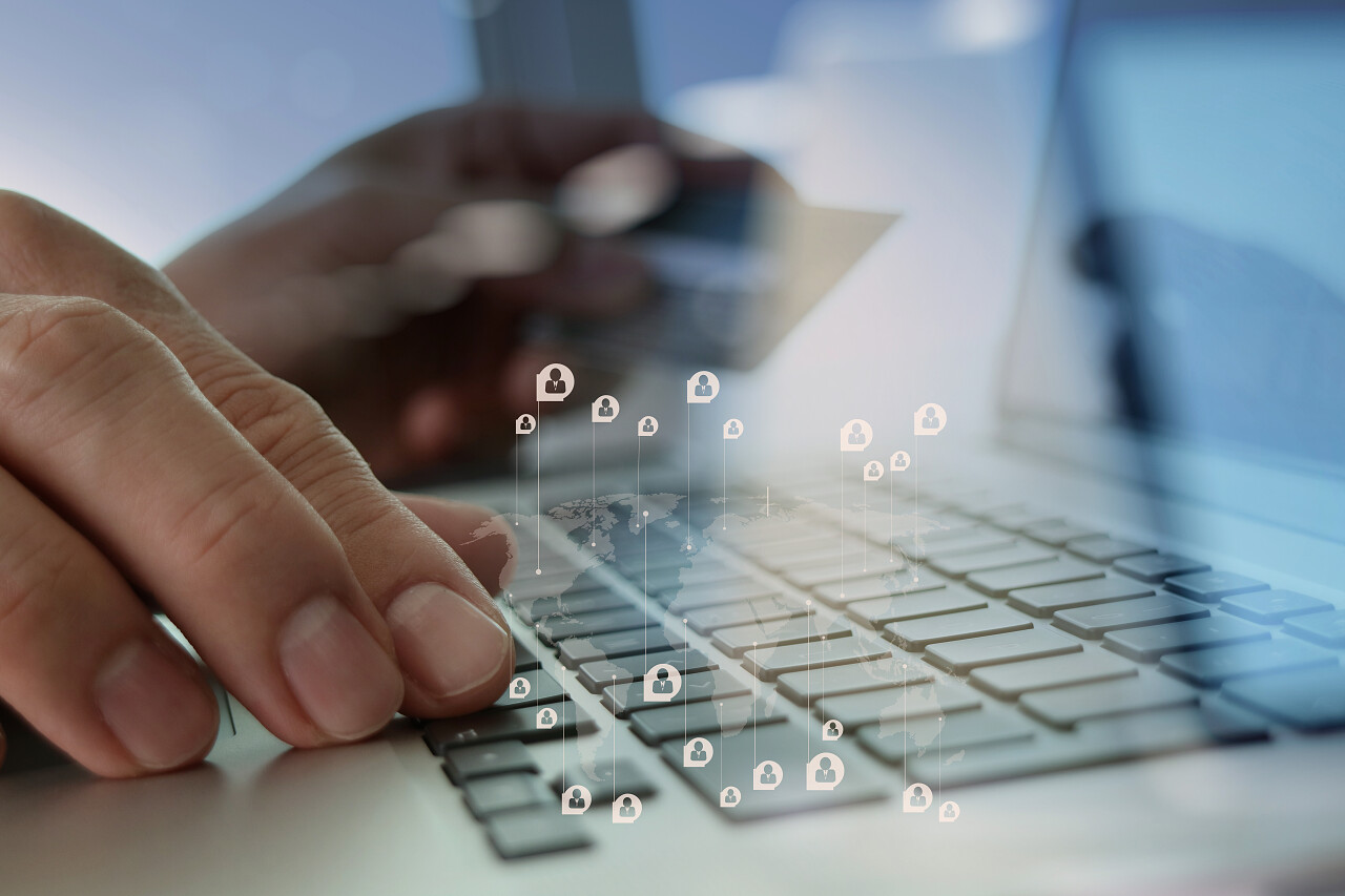 手部特写键盘敲击键盘科技科技感科技风