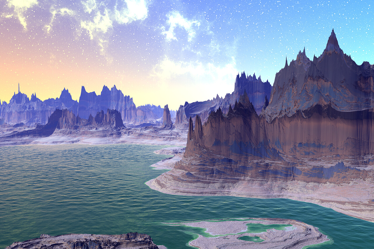 蓝蓝天空下美丽的海滩和岩石景象