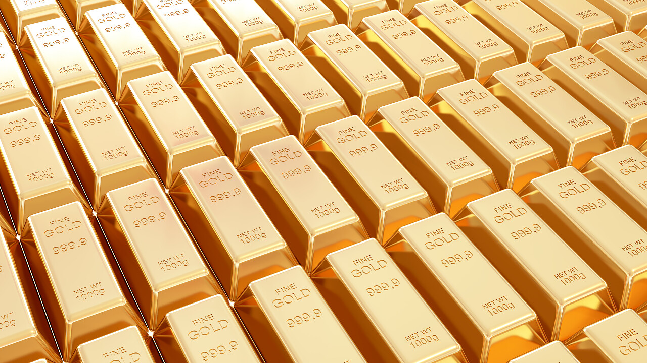 白色背景 3d 渲染一个孤立的金色酒吧