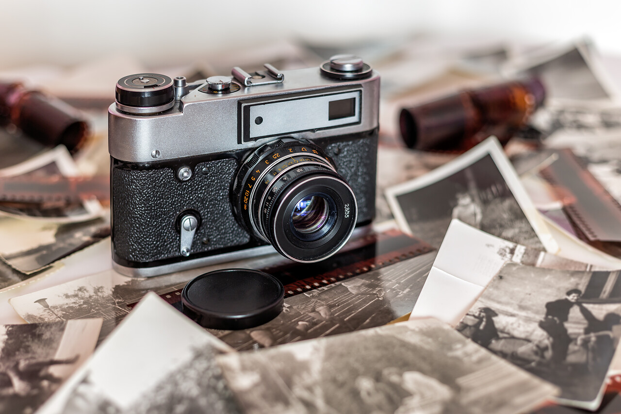 摄影相机照片和板美好回忆