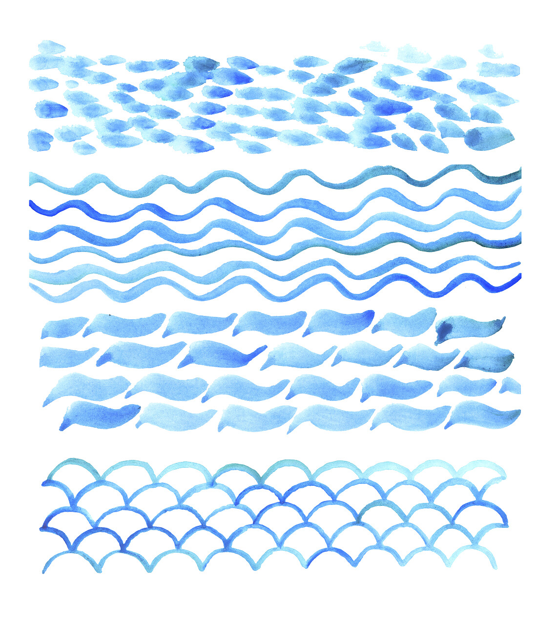 手绘的蓝色波浪