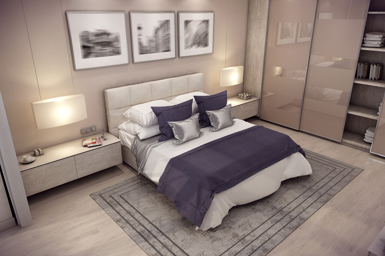 3d渲染阁楼上一个温馨的小木屋卧室