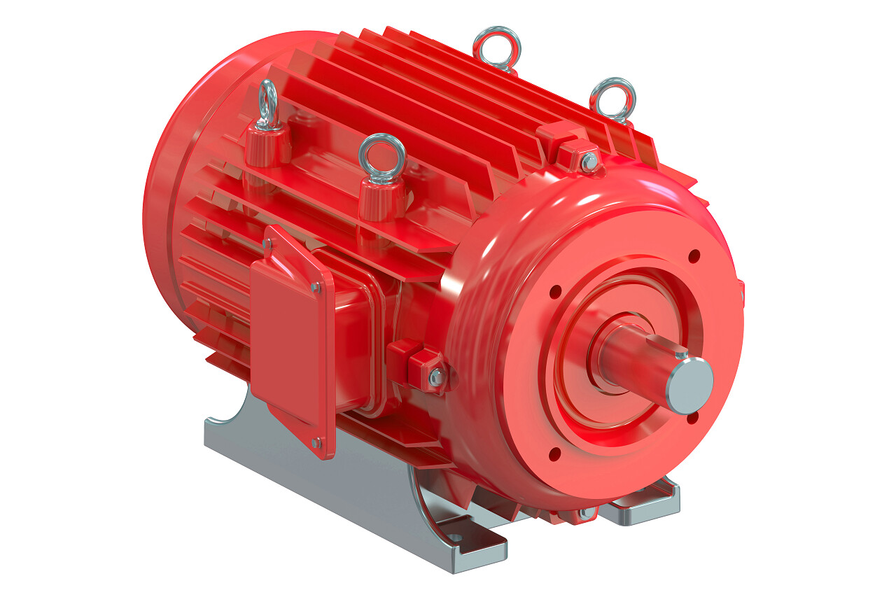 白色背景上孤立的工业电动马达素材