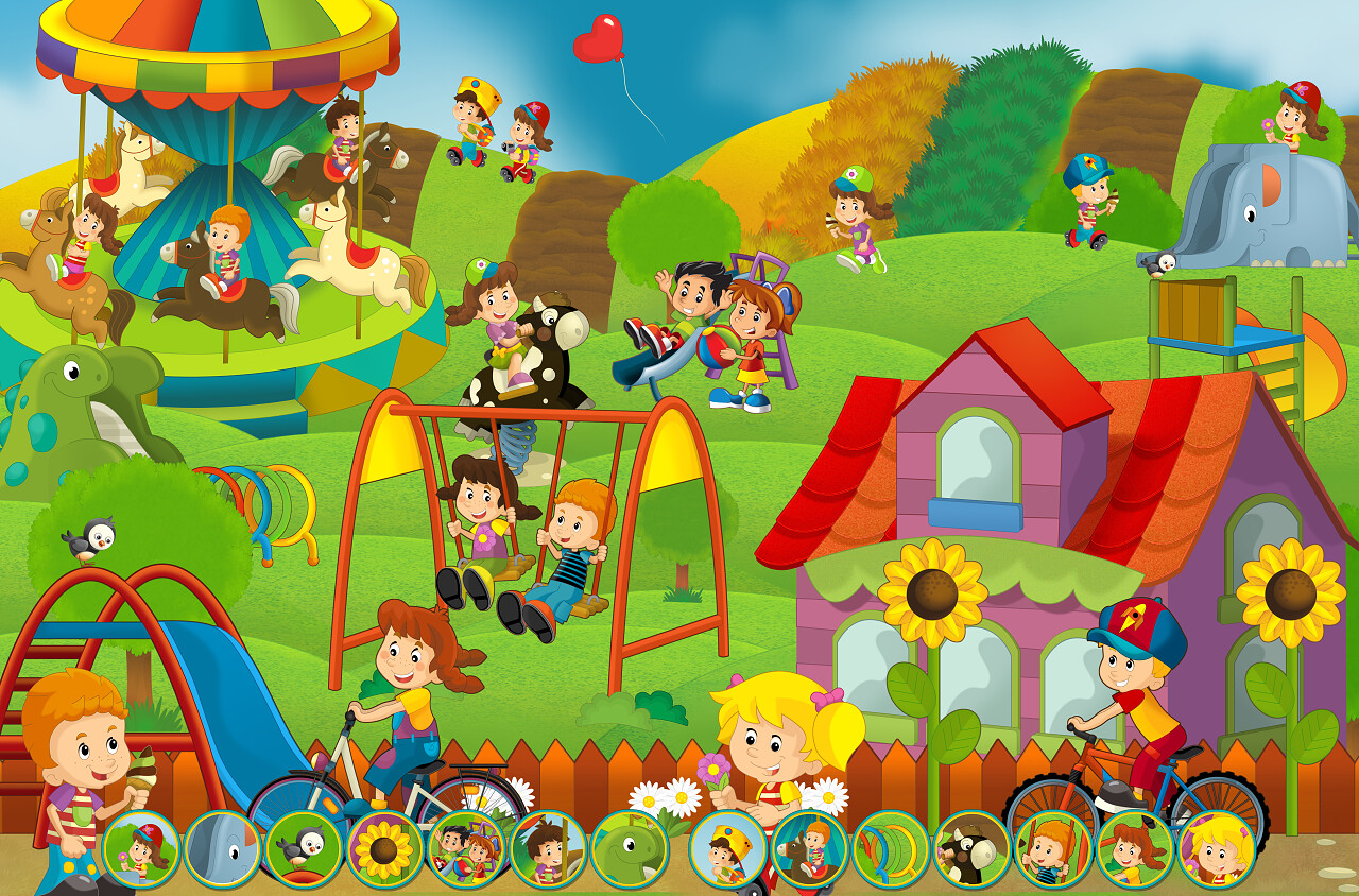 儿童快乐彩色插图