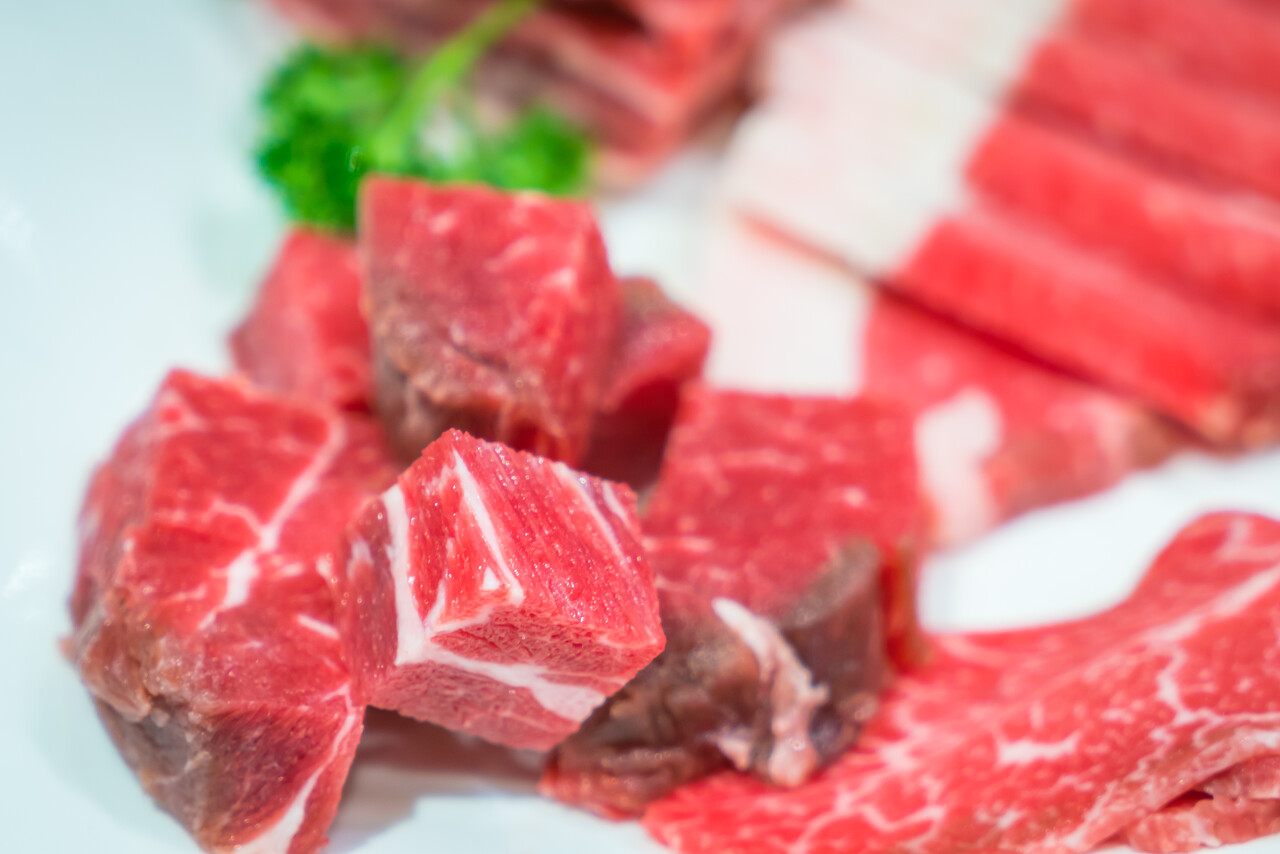 好吃的生鲜牛肉特写镜头