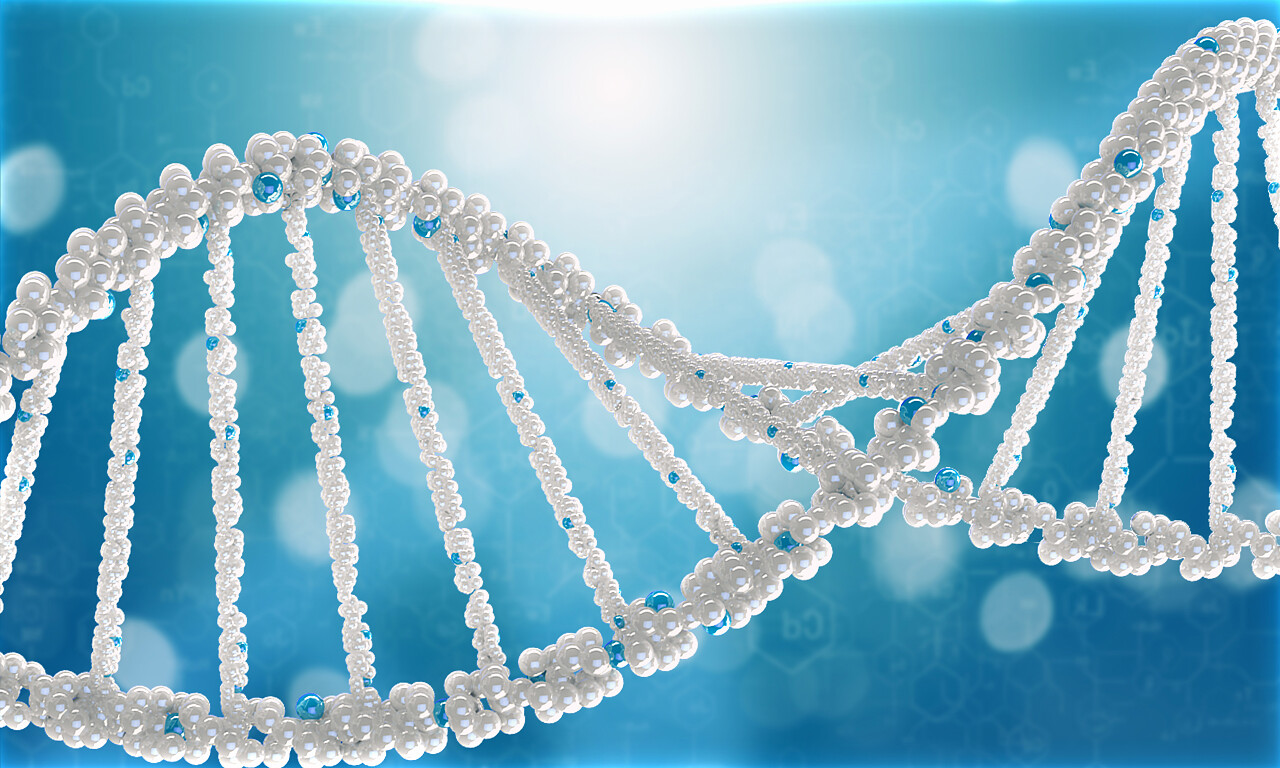 蓝色背景上的白色生物化学分子