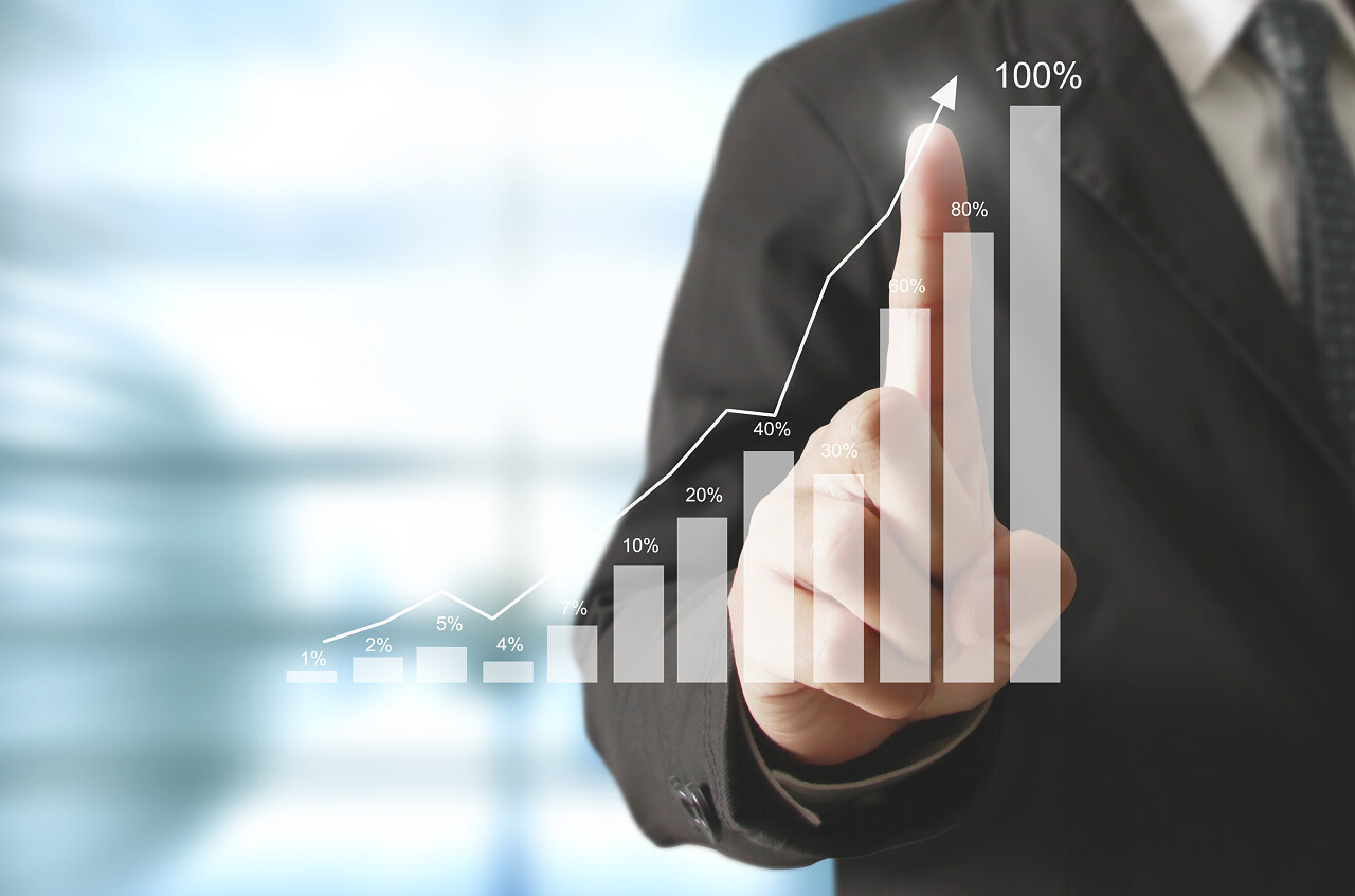 手指财务符号的商人指标提升