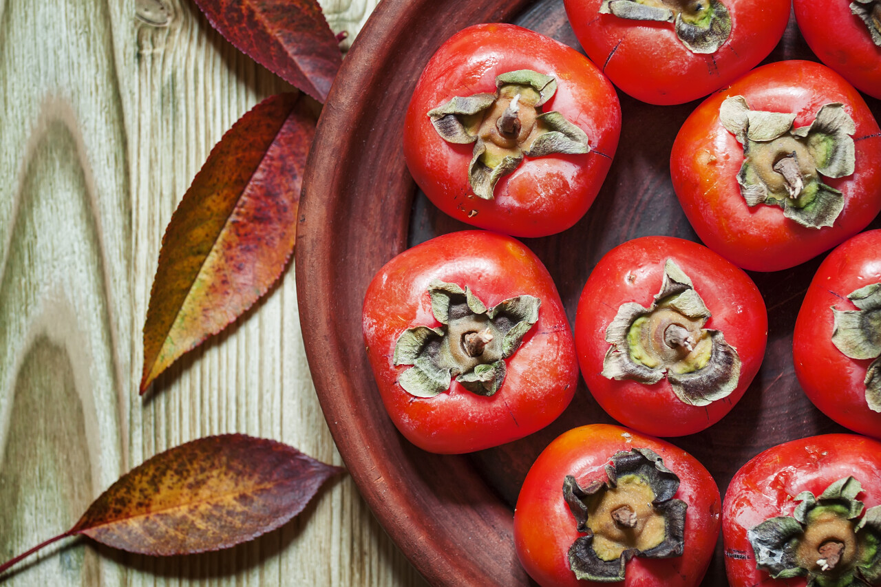 粘土板上的柿子霜降秋分