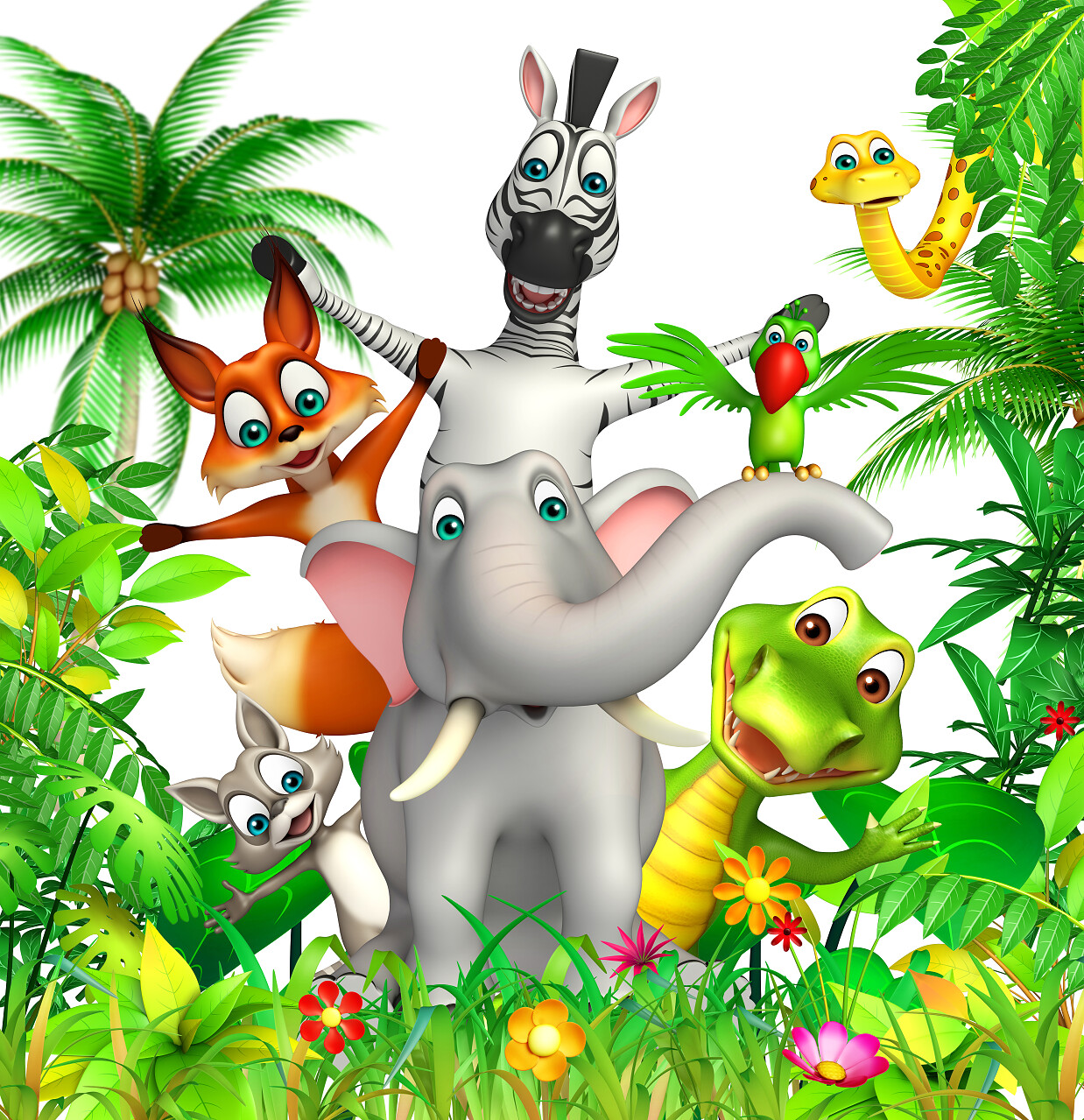 野生动物的三维渲染图