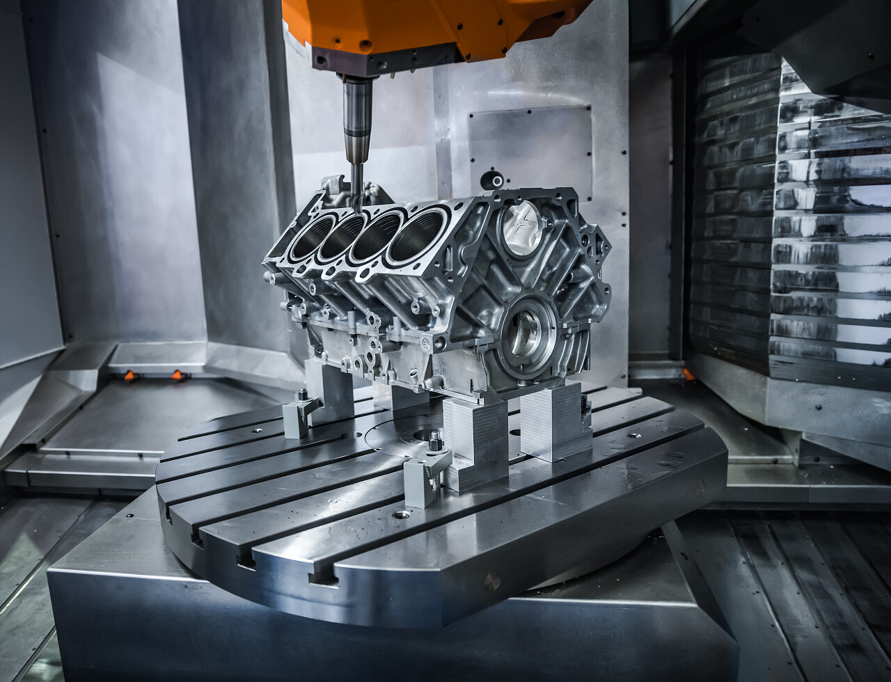 金属加工数控铣削机床的三维渲染图