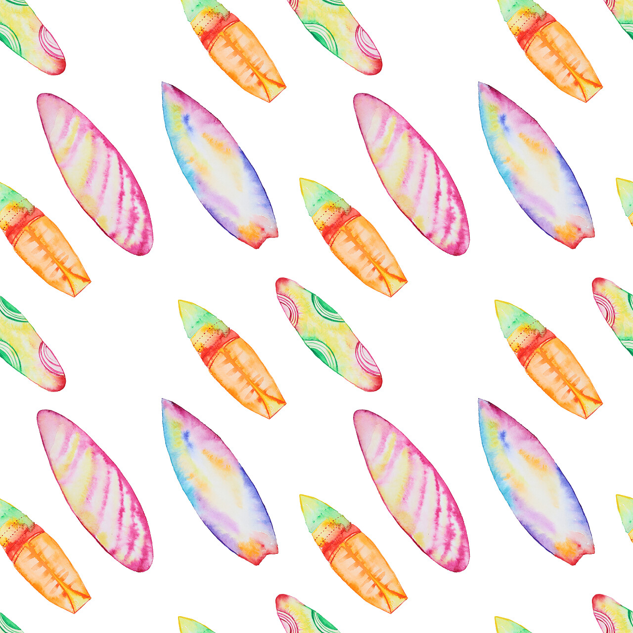 富有夏日海滩风格的彩色冲浪板插图