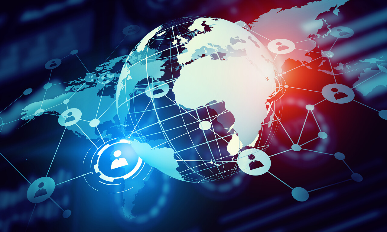 数字背景形象呈现全球连接概念