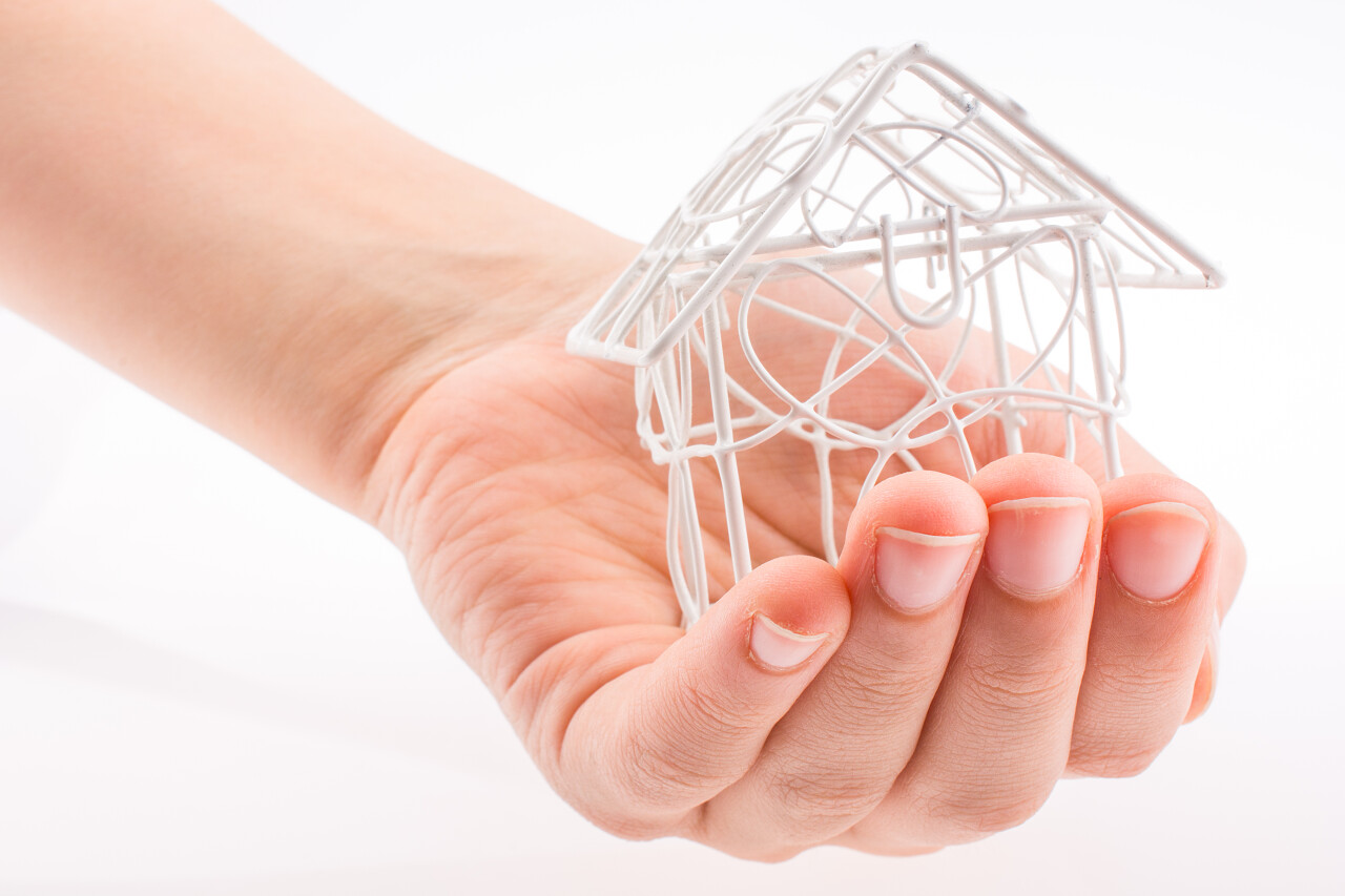 手托模型小房子模型手工制作白色金属丝