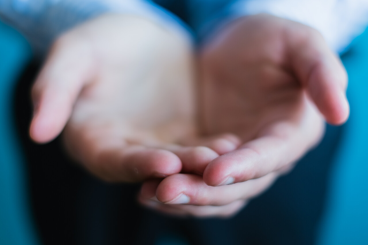 伸出双手双手捧着祈求恳求