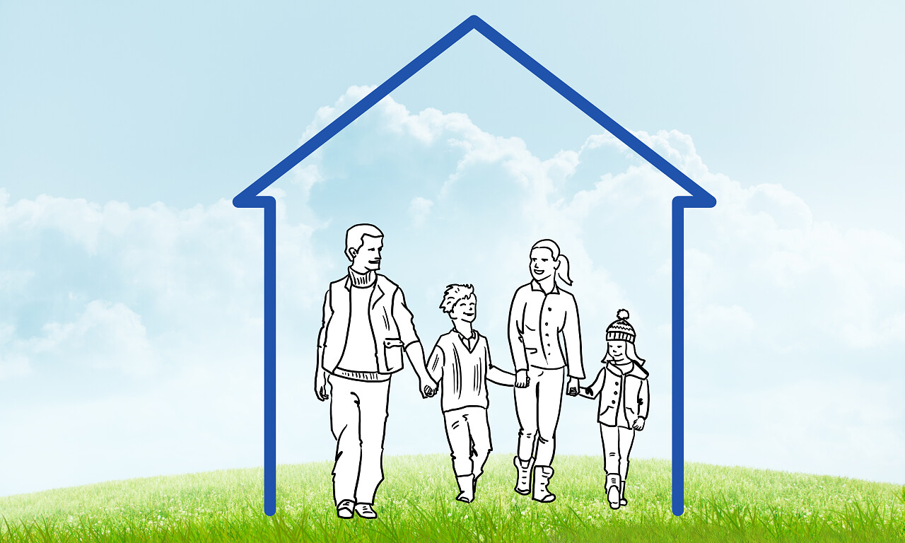 手绘卡通人物一家人父母孩子快乐一家人全家福幸福一家人幸福家庭幸福的人