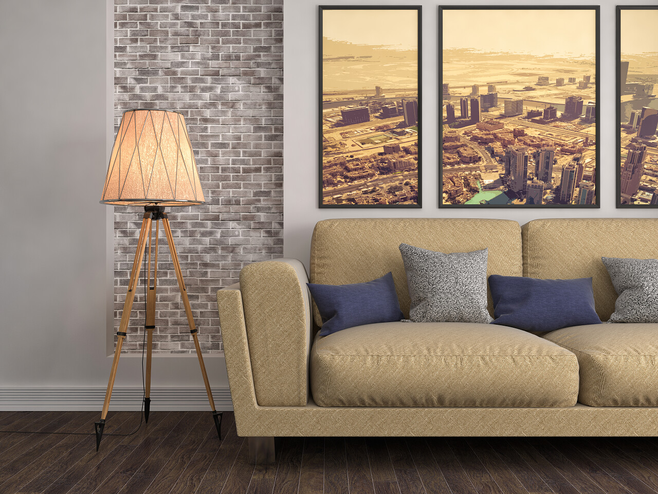 现代风格室内客厅建筑房屋室内设计