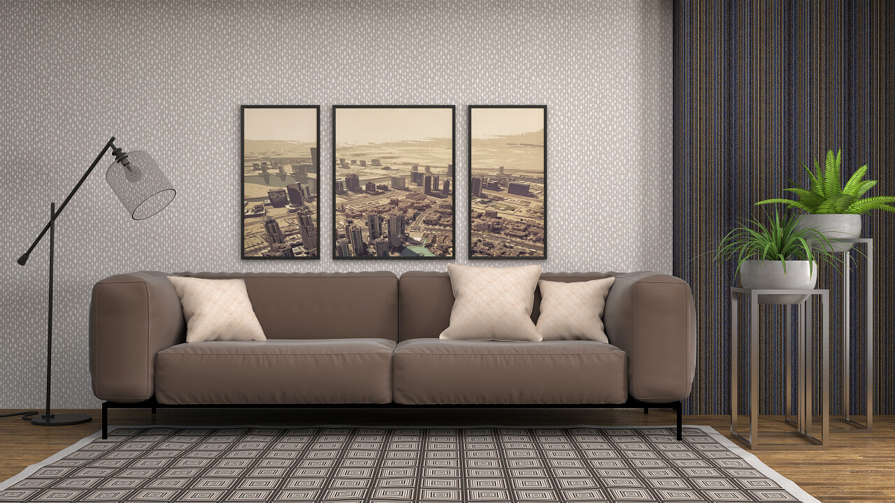 现代风格室内客厅建筑房屋室内设计