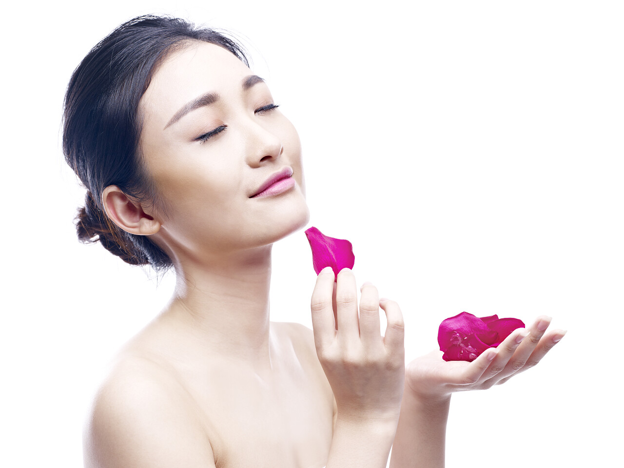 美容女性人物人像半身闭眼漂亮欧美女人人物特写