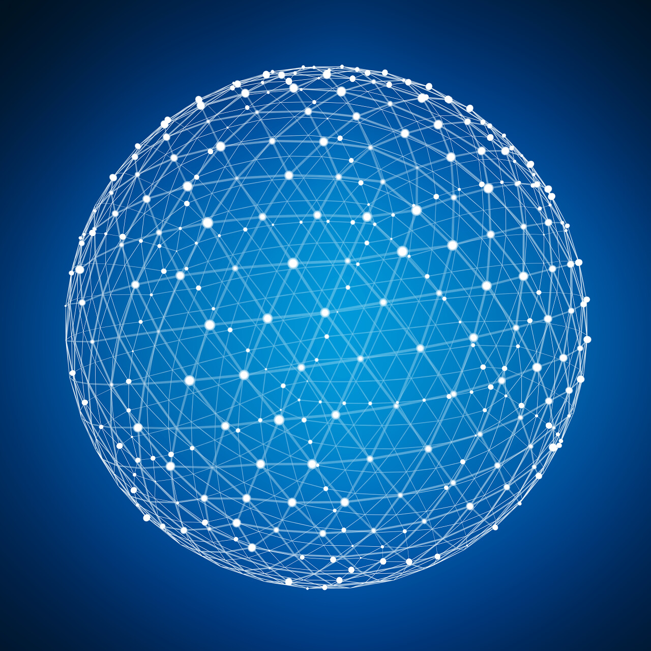 蓝色背景 3d 渲染球体圆形立体圆形抽象连接