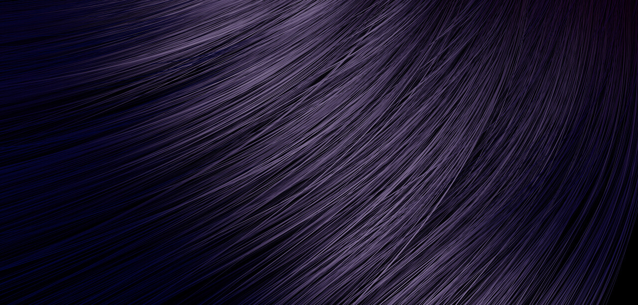 3d 渲染闪亮的黑色头发波浪曲线美发女生头发