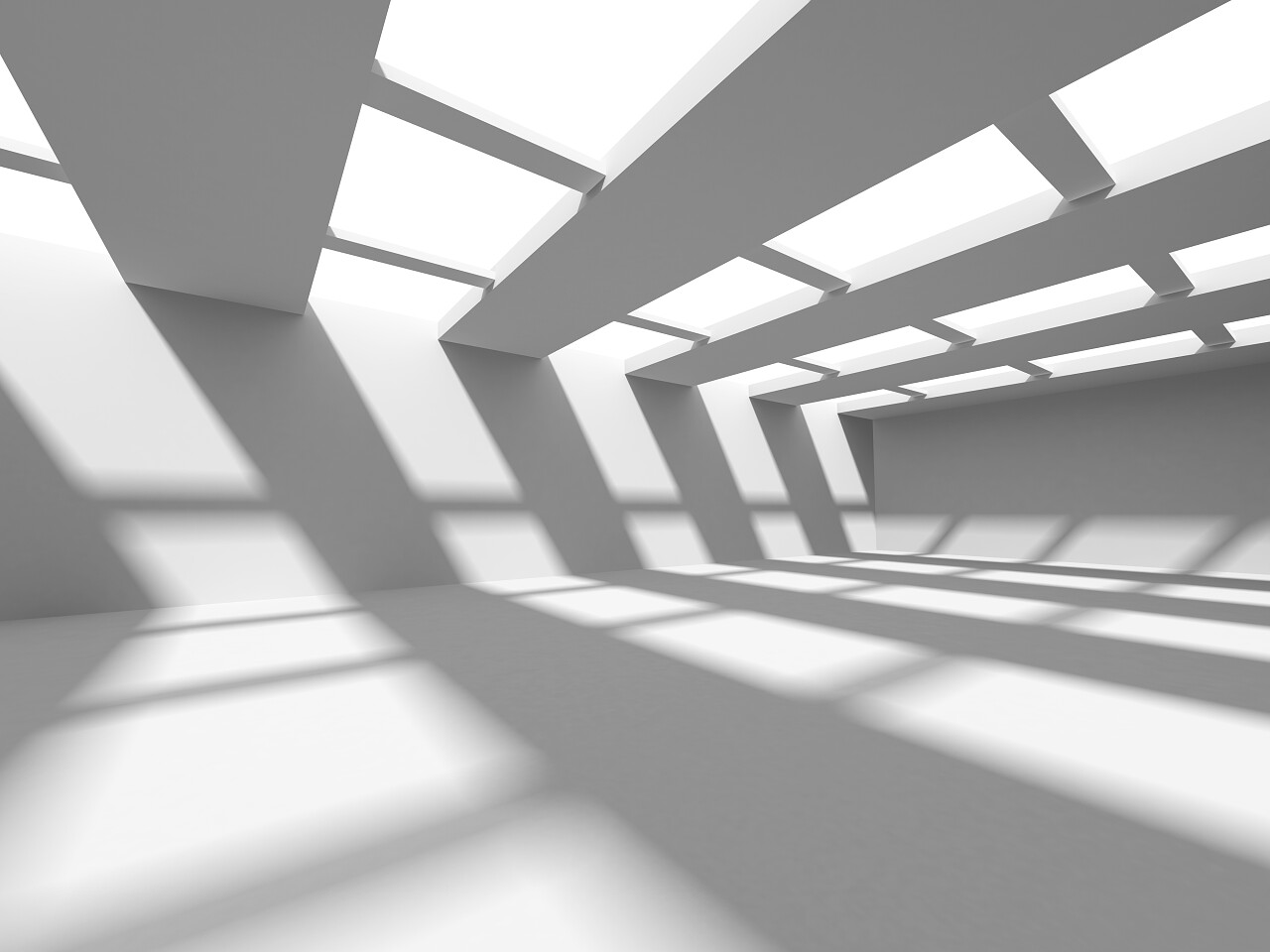 白色未来派建筑设计的 3d 插图