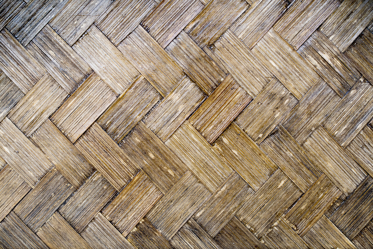 交叉编织的草藤背景纹理