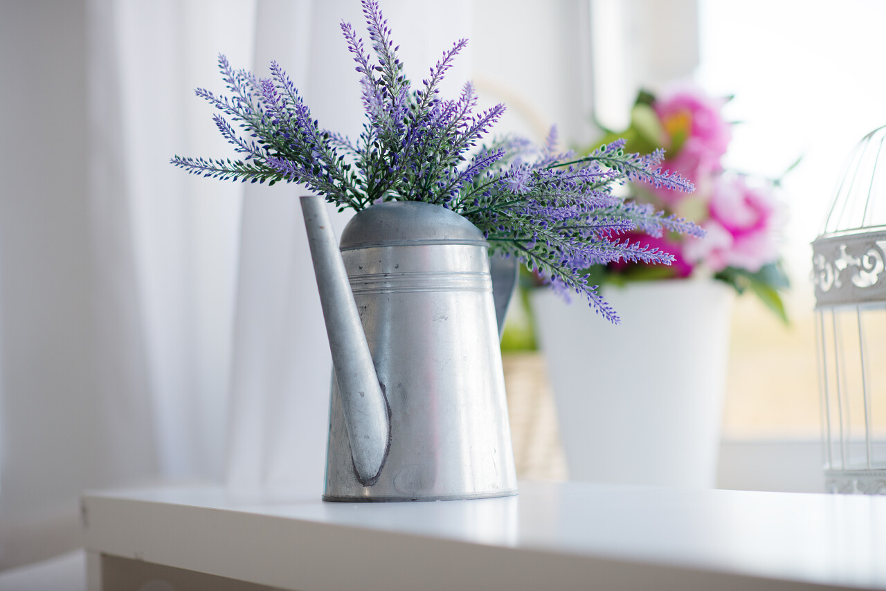 插在花瓶中的各类花束喷壶