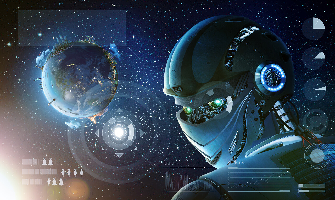 从太空回望的机器人未来技术人工智能美好未来