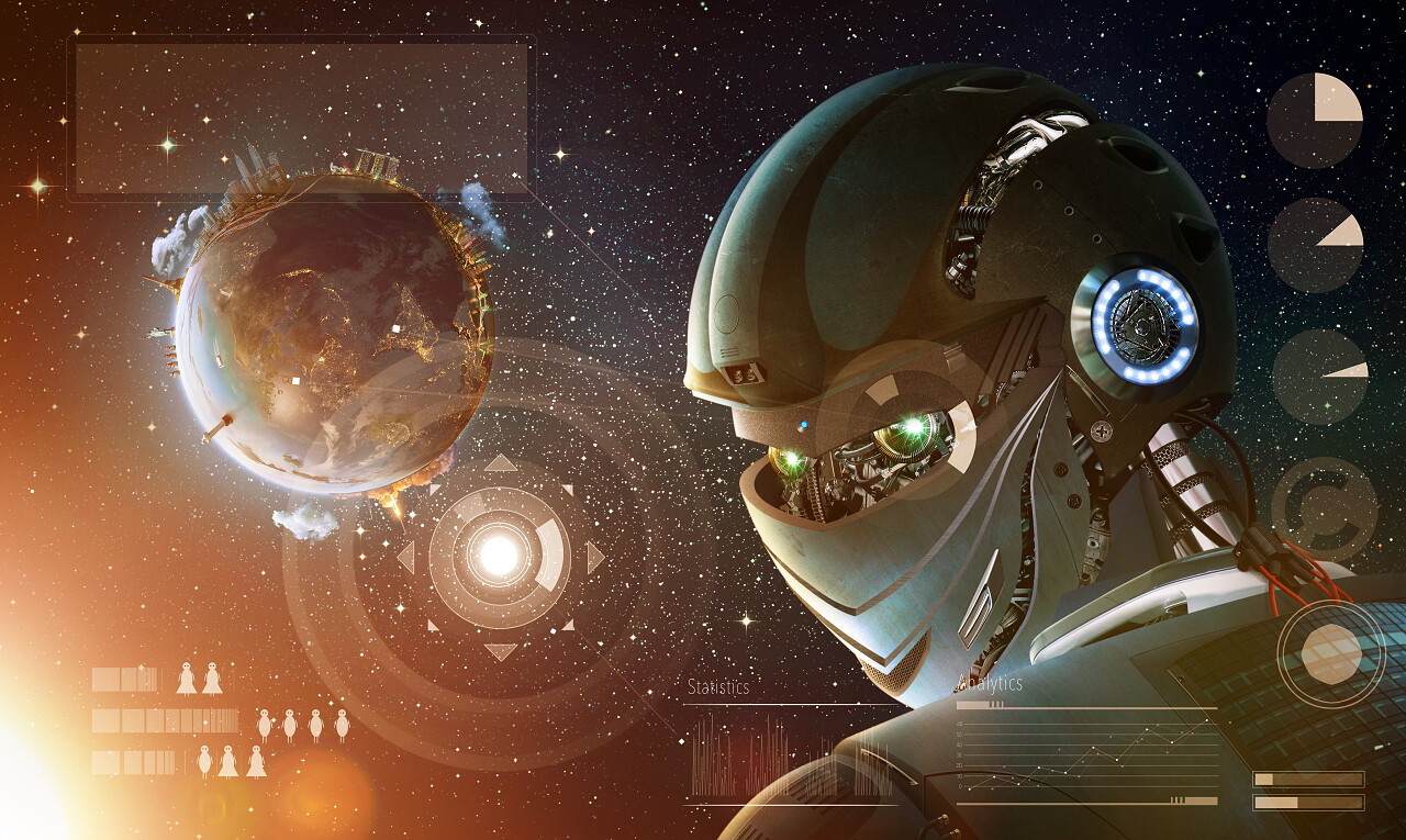 从太空回望的机器人未来技术人工智能美好未来