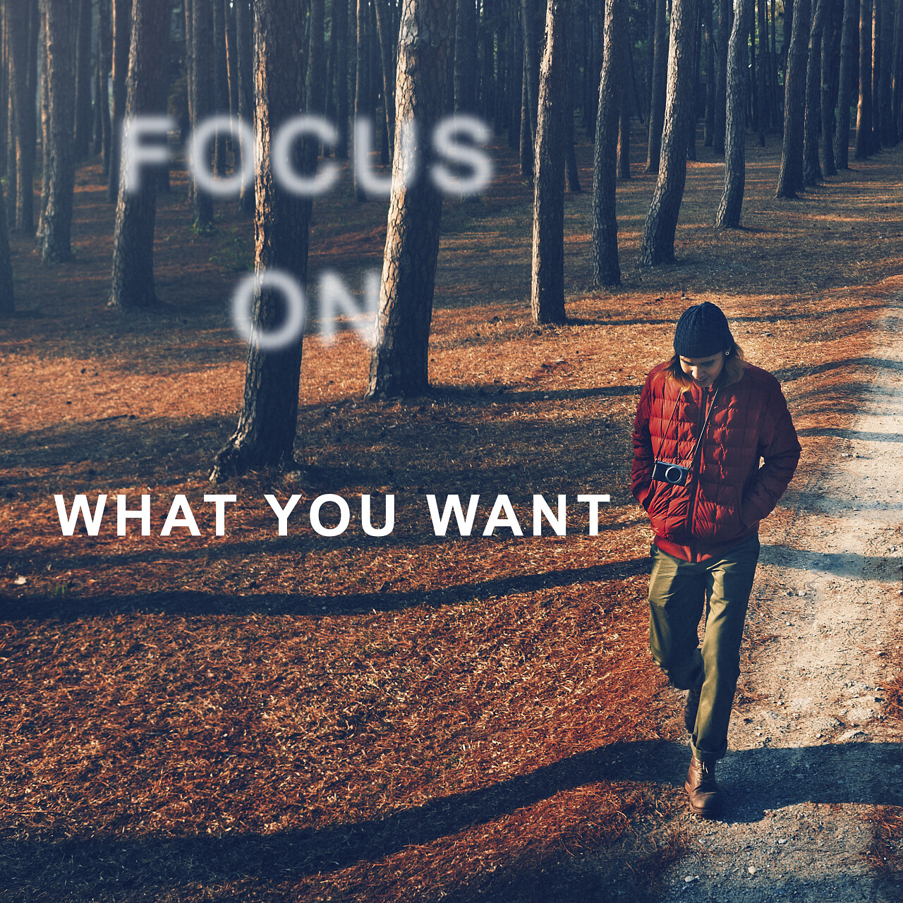 走在森林里孤独的男人