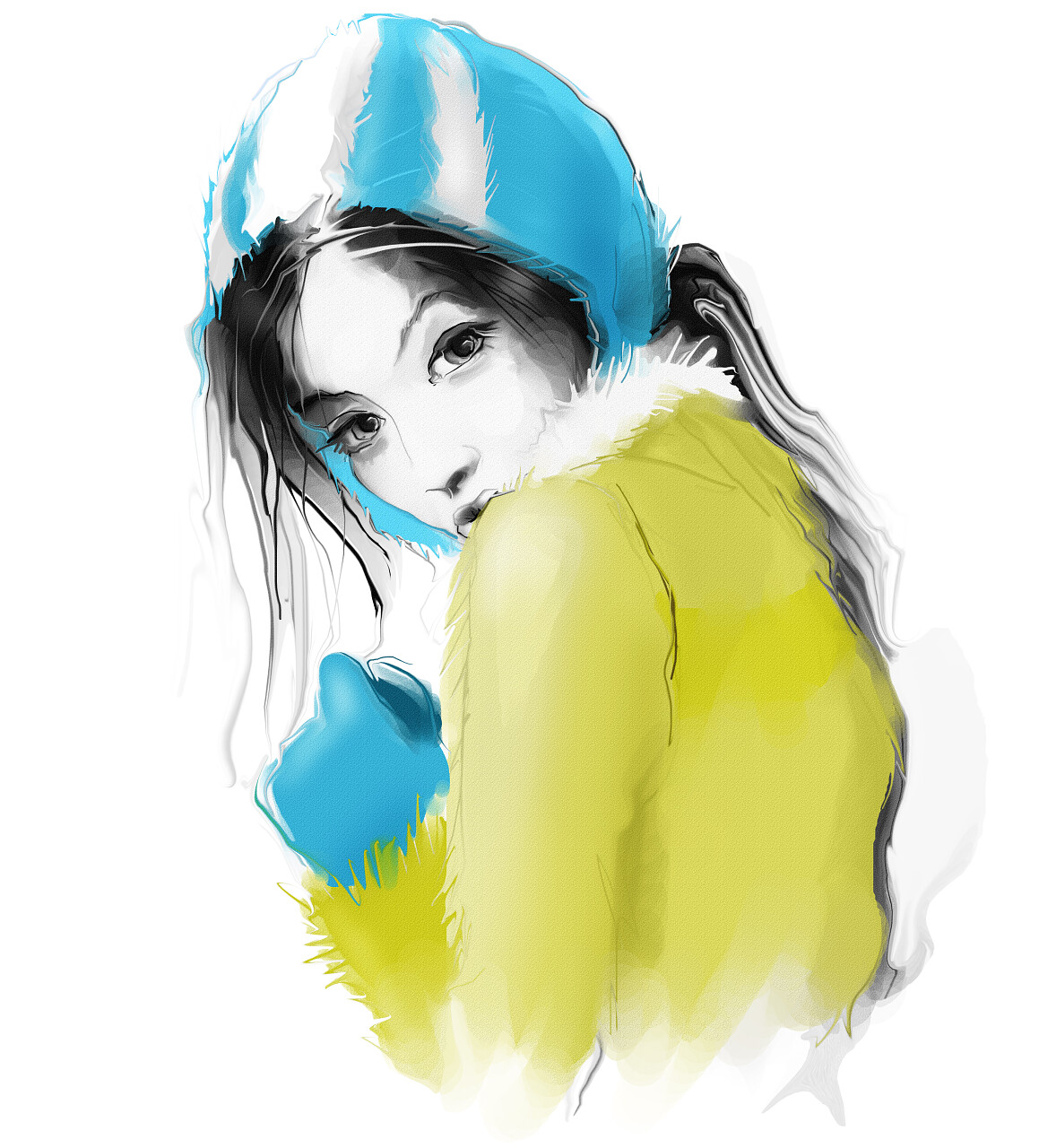 插图里面可爱的年轻女子