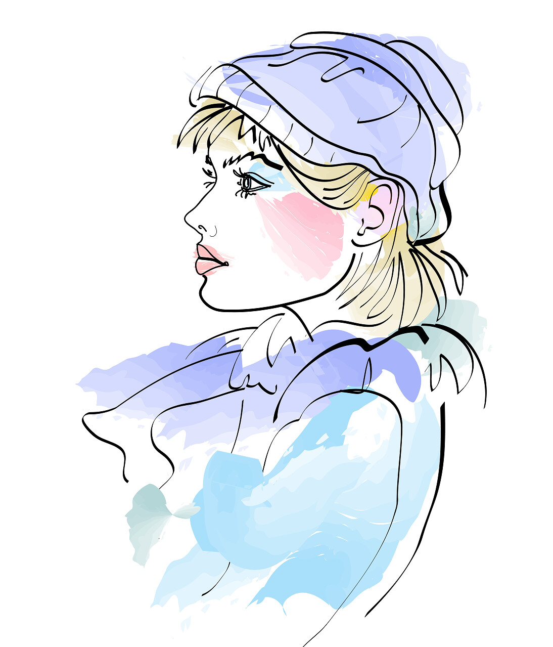 年轻女子的动漫插画