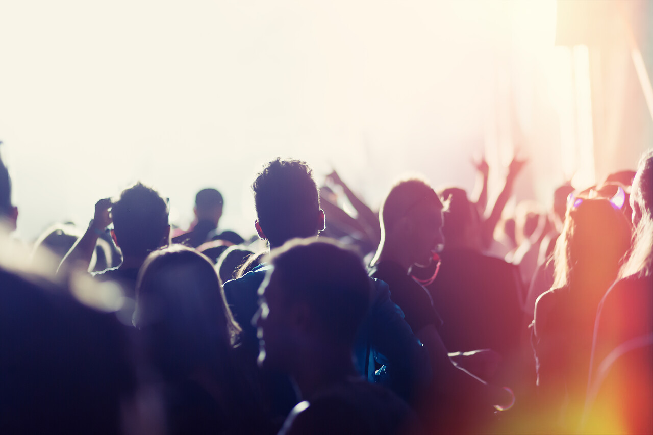 在音乐节欢呼的人们