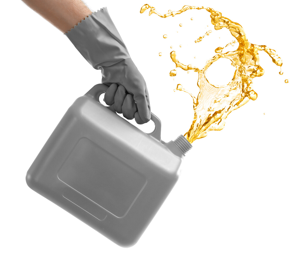 白色背景上一个人将油撒了出来