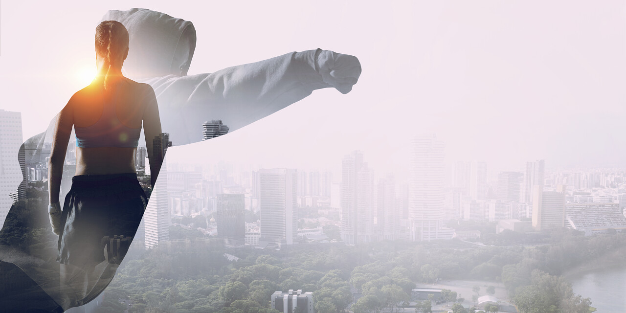 双重曝光的城市景观