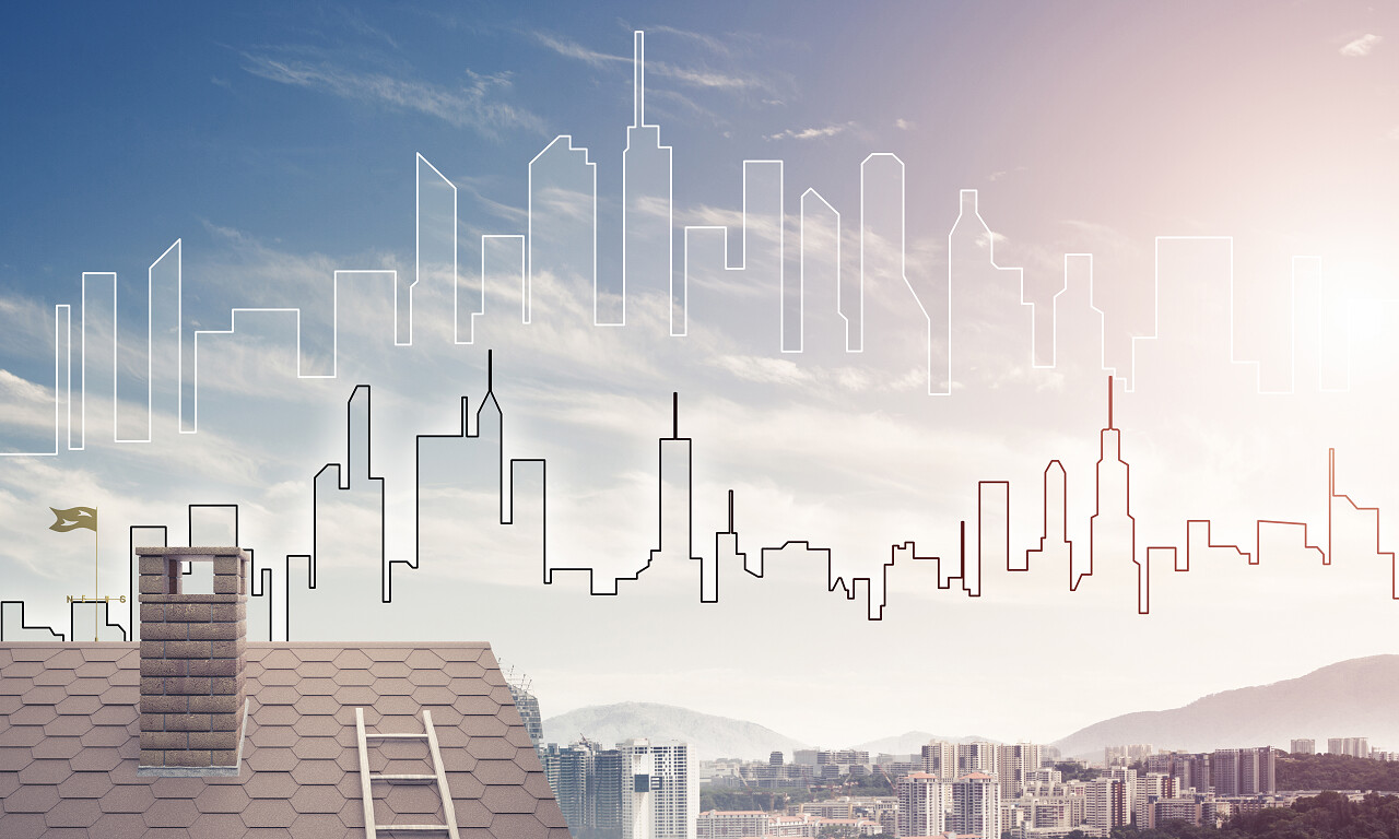 背景在现代城市景观房地产和建筑