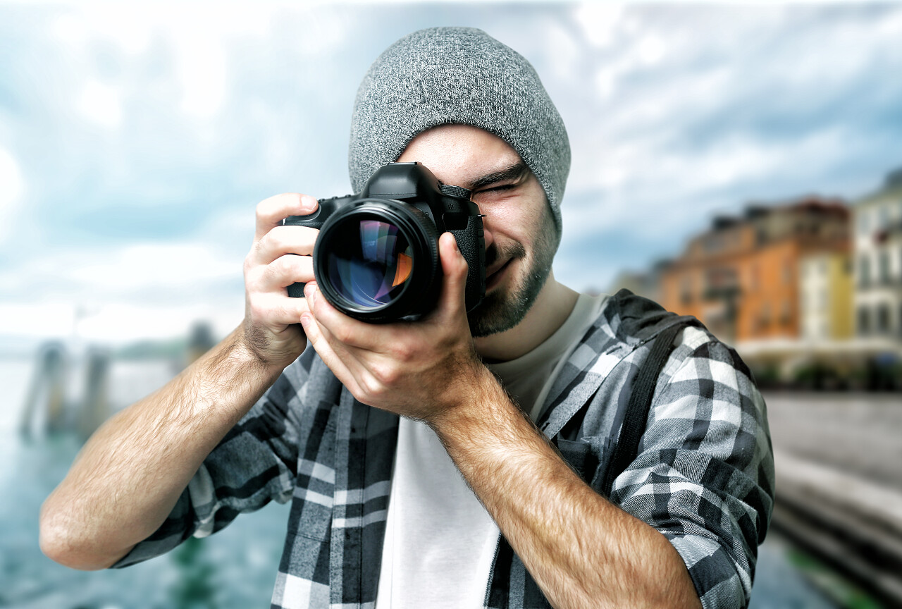 摄影师拍照的美丽城市景观