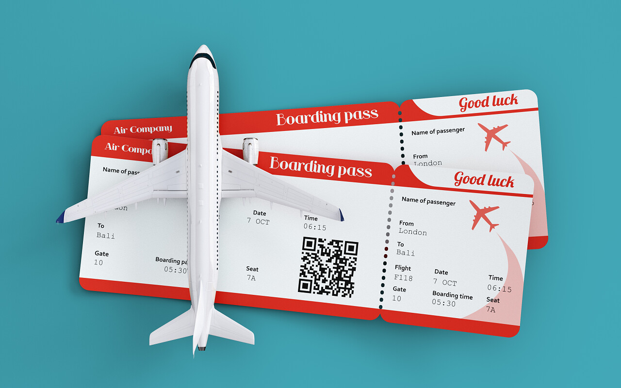 飞机和登机牌