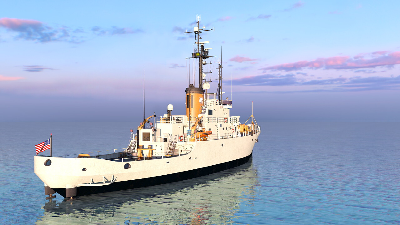 一艘巡逻船的形象坚持蓝色大海杨帆起航