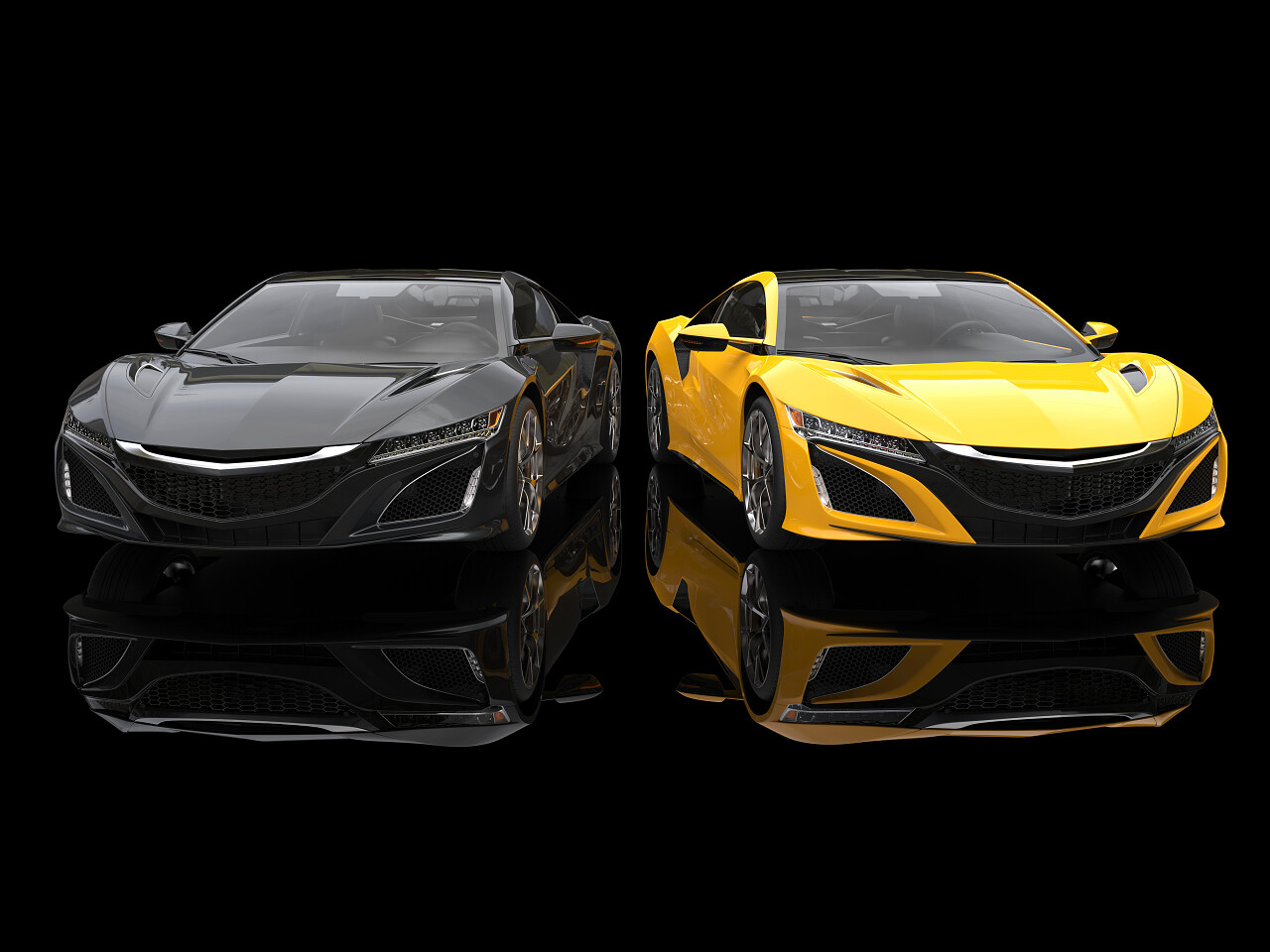 黑色和黄色的超级跑车