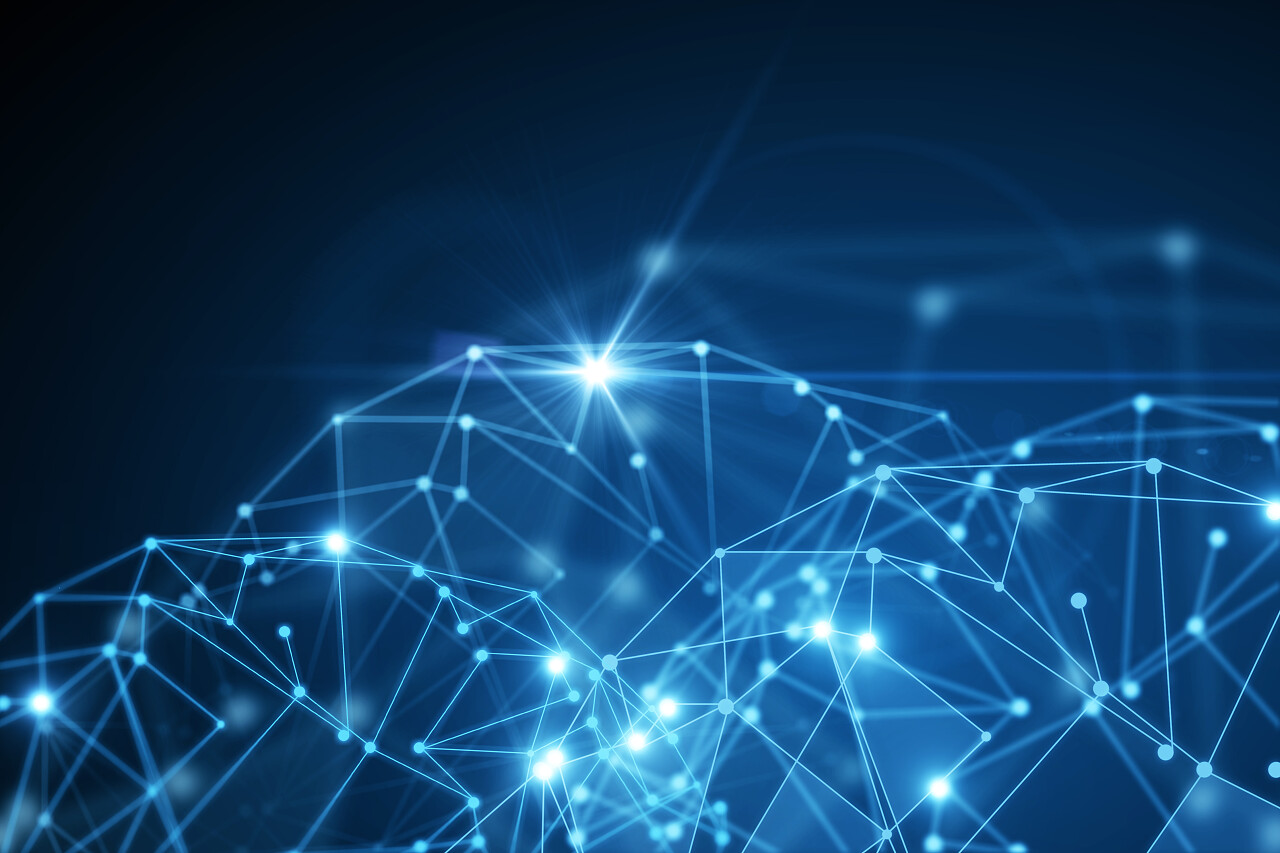 抽象发光多边形的蓝色背景