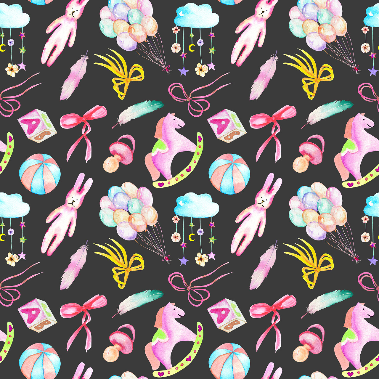 宝贝女孩淋浴水彩元素