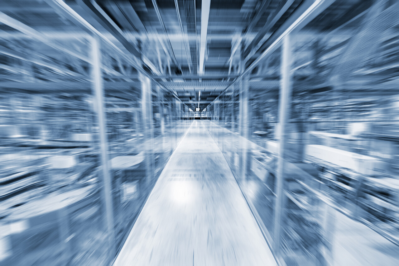 模糊的透明走廊现代工厂