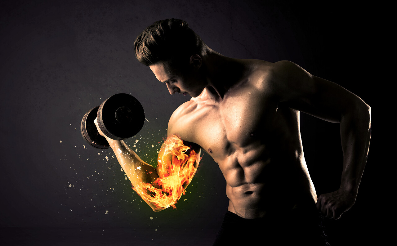 健美运动员手臂爆炸概念